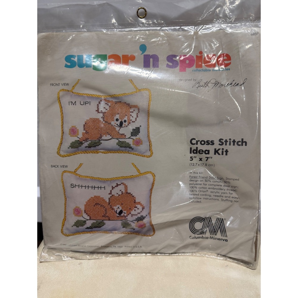VTG  Columbia-Minerva Sugar 'n Spice Koala Baby Cross Stitch Kit R.Morehead 6837